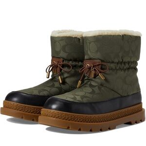 Coach Kailee Olive Army green and Black Shearling Boots size 8